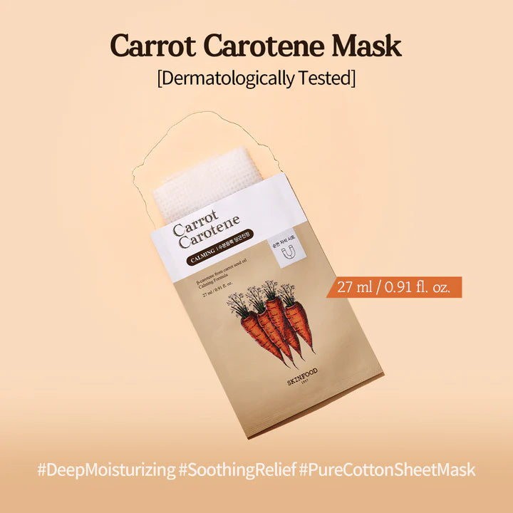 Skinfood Carrot Carotene Mask Single (27ml x 1szt) I Maska kojąca – redukcja zaczerwienień i ukojenie skóry
