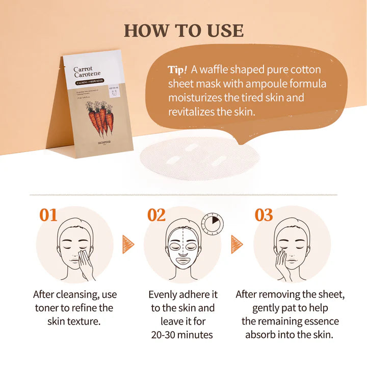 Skinfood Carrot Carotene Mask Single (27ml x 1szt) I Maska kojąca – redukcja zaczerwienień i ukojenie skóry