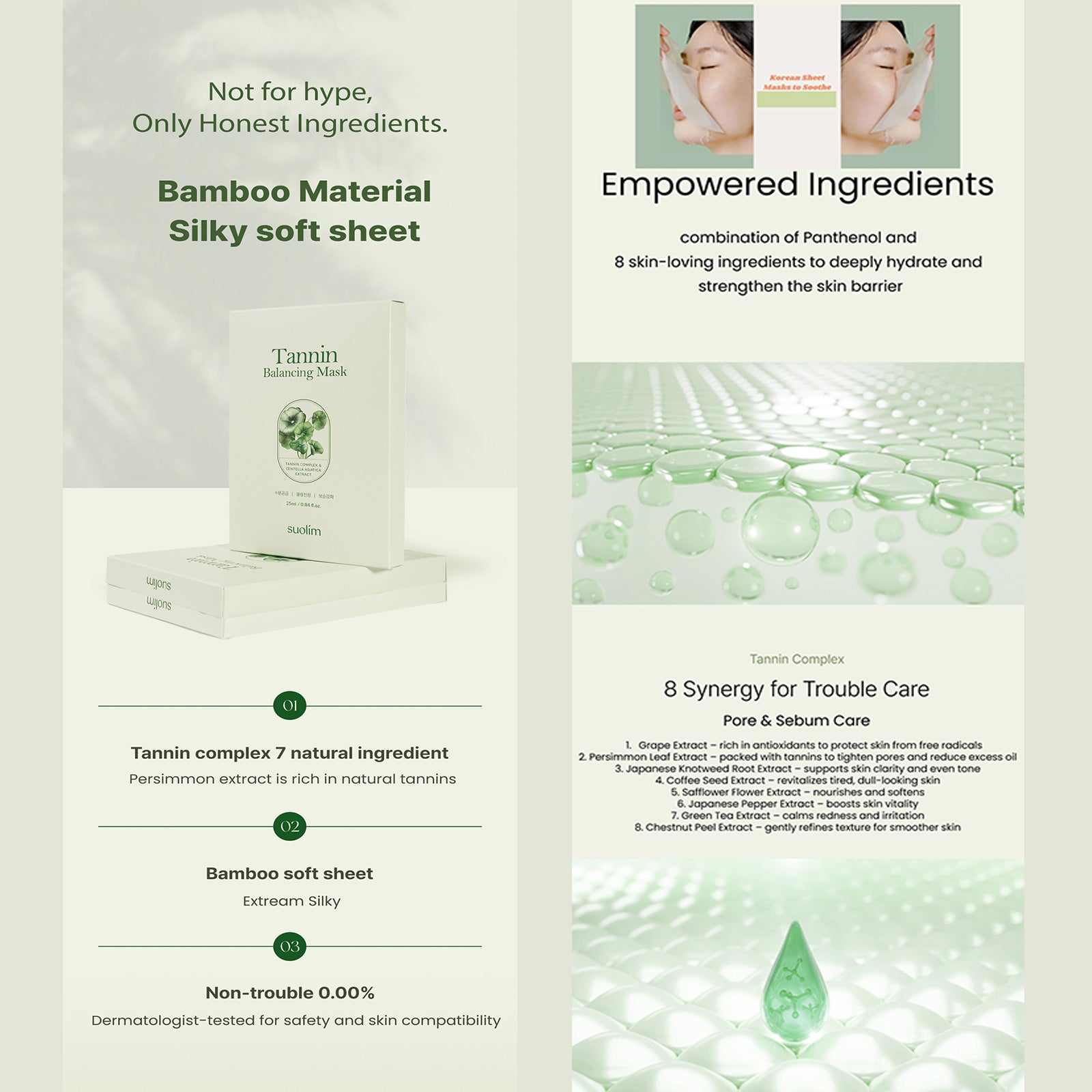 Suolim Tannin Balancing Mask (25ml*5szt) I maska w płachcie oczyszczająco-kojąca