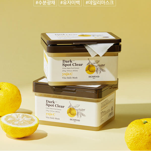 Skinfood Yuja C Vita Daily Mask (30szt) I Codzienna maska w płachcie z ekstraktem z yuzu i pochodnymi witaminy C (30szt)