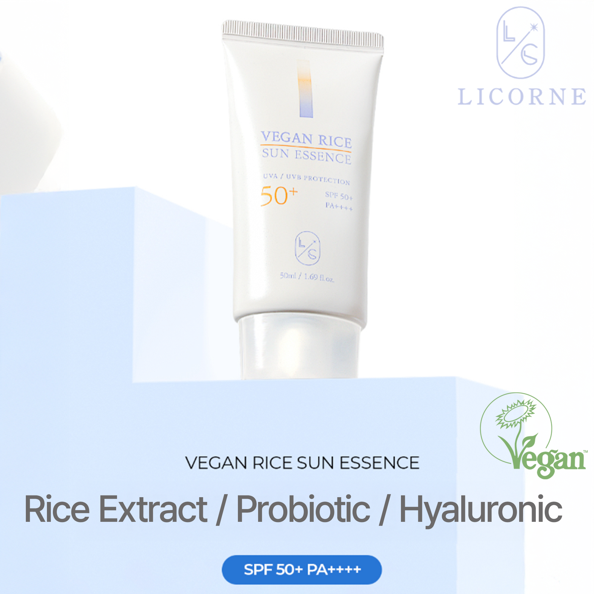 LICORNE Vegan Rice Sun Essence 50m I Rice & Hyaluronic