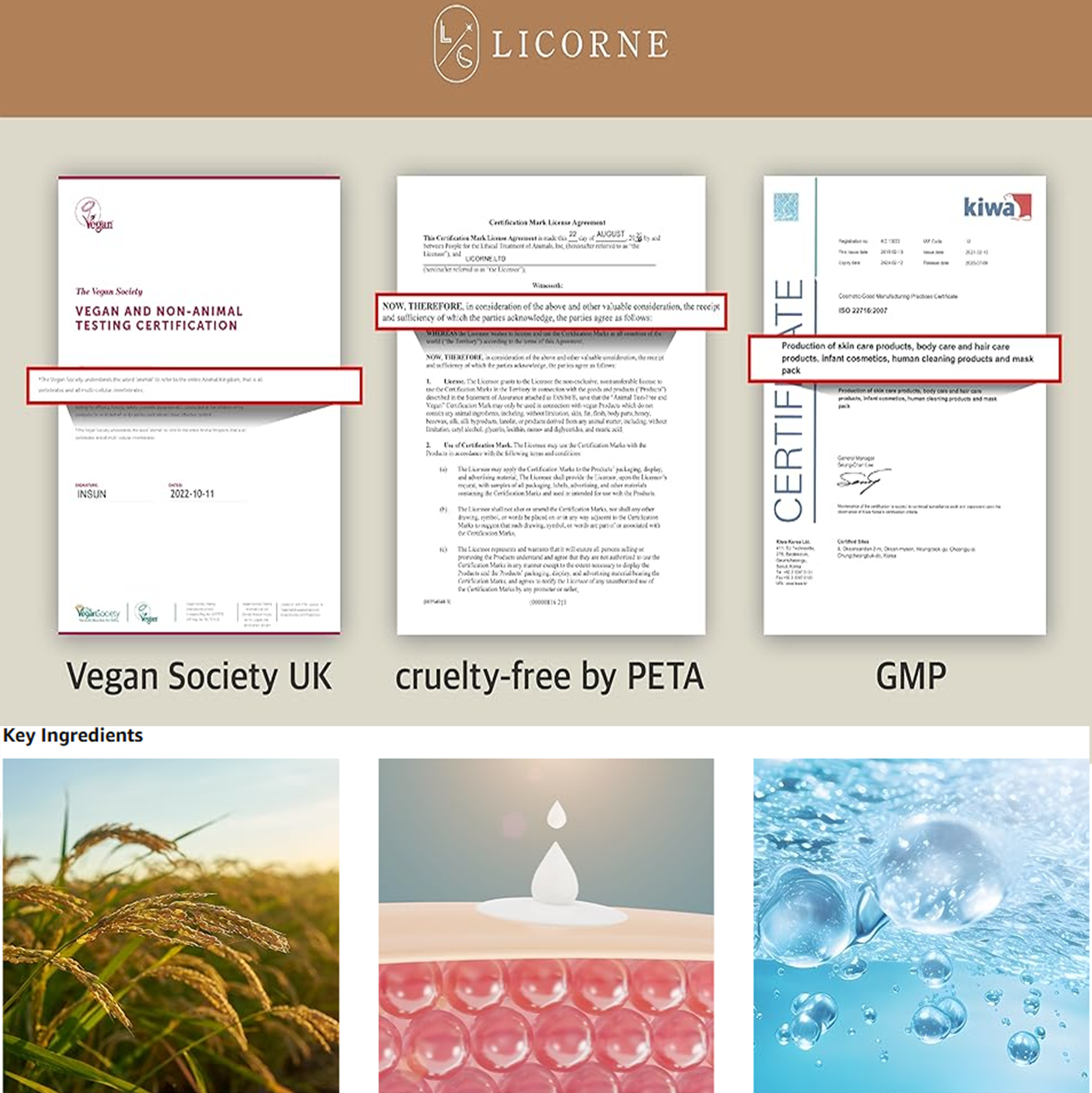 LICORNE Vegan Rice Ampoule 45ml I K Rice Bran