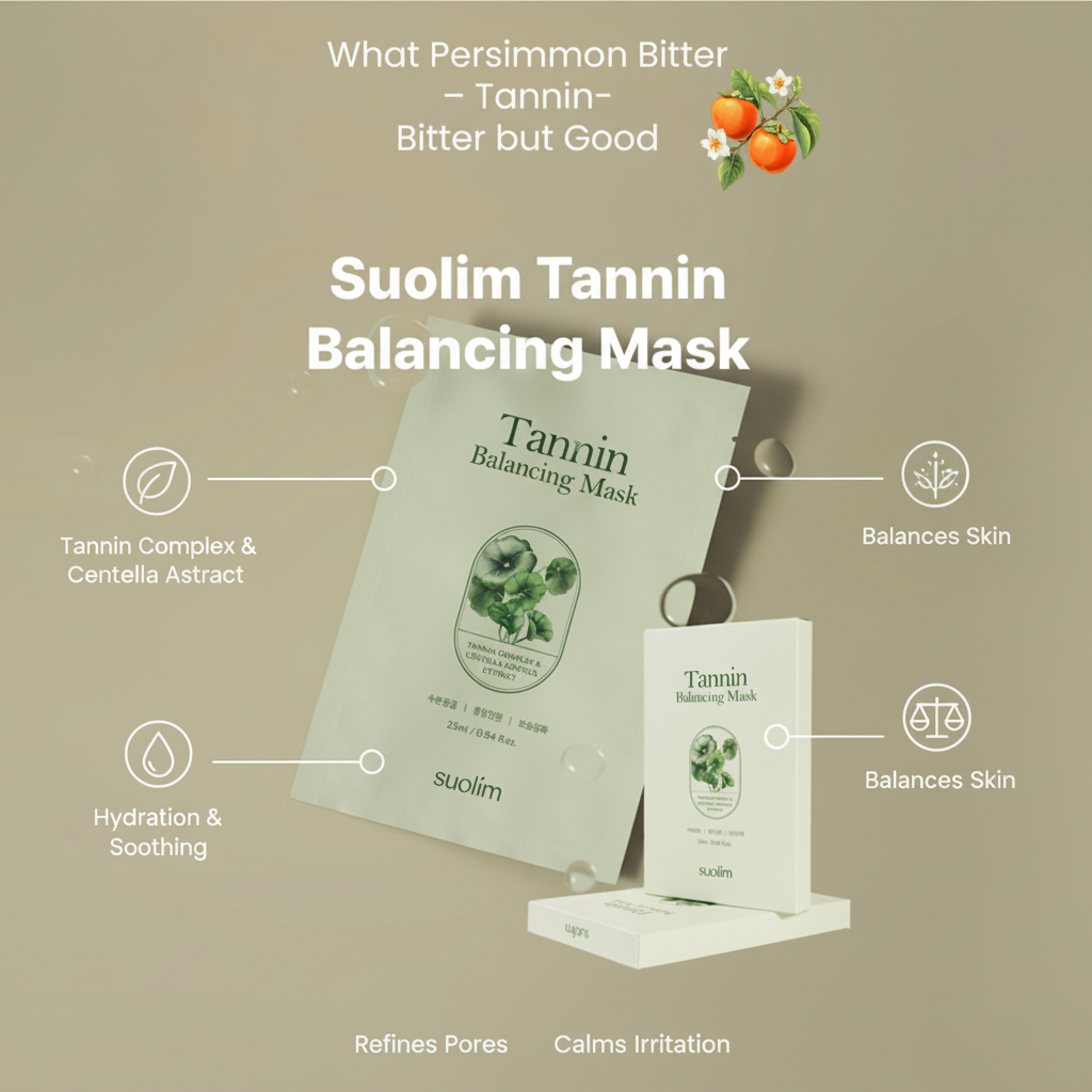 Suolim Tannin Balancing Mask (25ml*5szt) I maska w płachcie oczyszczająco-kojąca