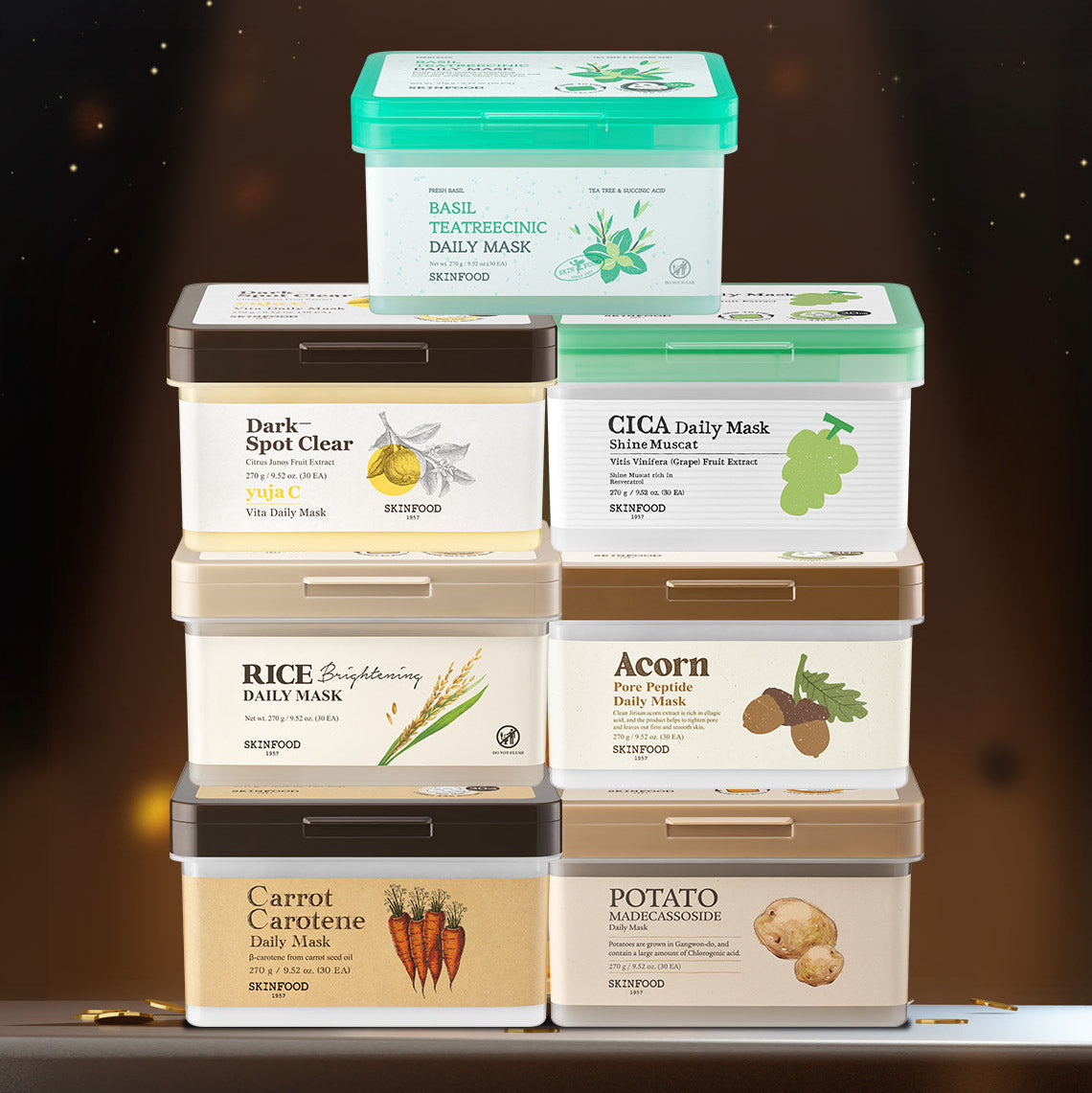 Skinfood Yuja C Vita Daily Mask (30szt) I Codzienna maska w płachcie z ekstraktem z yuzu i pochodnymi witaminy C (30szt)