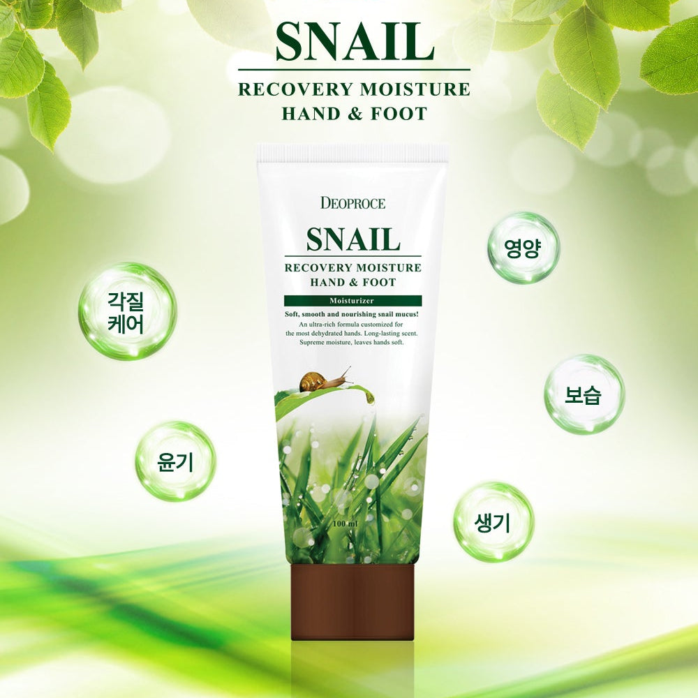 Deoproce Snail Recovery Moisture Hand & Foot Cream 100 ml I Regenerujący krem do rąk i stóp ze śluzem ślimaka